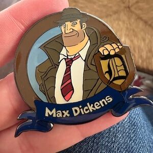New Vintage Max Dickens Detective Enamel Pin - Brown and Blue collectible